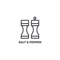 segno vettoriale del simbolo di sale e pepe è isolato su uno sfondo bianco. colore dell'icona modificabile.
