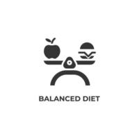 segno vettoriale del simbolo di una dieta equilibrata è isolato su uno sfondo bianco. colore dell'icona modificabile.