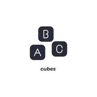 segno di vettore del simbolo di cubi è isolato su uno sfondo bianco. colore dell'icona modificabile.