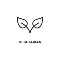il segno di vettore del simbolo vegetariano è isolato su uno sfondo bianco. colore dell'icona modificabile.