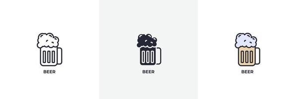 icona della birra. linea, versione colorata con contorno pieno e pieno, contorno e segno vettoriale pieno. simbolo dell'idea, illustrazione del logo. grafica vettoriale