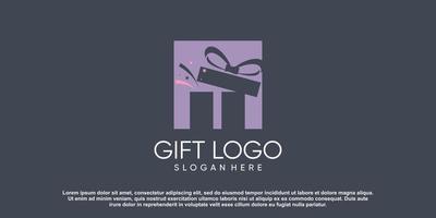 regalo logo design vettoriale con stile creativo moderno