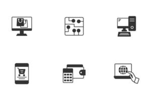 set di icone della tecnologia di internet banking per il pagamento elettronico. e-pagamento internet banking tecnologia pack simbolo elementi vettoriali per infografica web