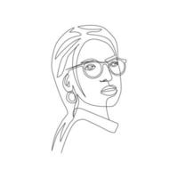 illustrazione vettoriale di un ritratto femminile disegnato in stile line-art