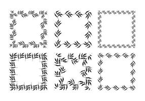 illustrazione della raccolta di cornici quadrate nere assortite fatte di piante su sfondo bianco isolato vettore