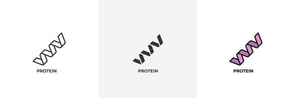 icona di proteine. linea, versione colorata con contorno pieno e pieno, contorno e segno vettoriale riempito. simbolo dell'idea, illustrazione del logo. grafica vettoriale
