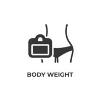 segno vettoriale del simbolo del peso corporeo è isolato su uno sfondo bianco. colore dell'icona modificabile.