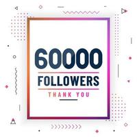 grazie 60000 follower, 60k follower che celebrano un design moderno e colorato. vettore
