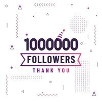 grazie 1000000 follower, 1 milione di follower che celebrano un design moderno e colorato. vettore