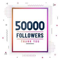 grazie 50000 follower, 50k follower che celebrano un design moderno e colorato. vettore