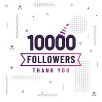 grazie 10000 follower, 10k follower che celebrano un design moderno e colorato. vettore