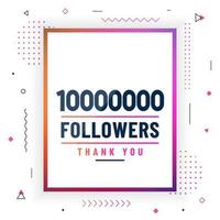 grazie 10000000 follower, 10 milioni di follower che celebrano un design moderno e colorato. vettore