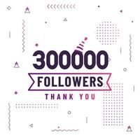 grazie 300000 follower, 300k follower che celebrano un design moderno e colorato. vettore