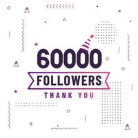 grazie 60000 follower, 60k follower che celebrano un design moderno e colorato. vettore