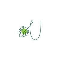 illustrazione di progettazione dell'icona della lettera di formatura della pianta di monstera vettore