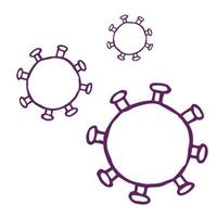 illustrazione vettoriale d'archivio in stile doodle. immagine del virus. coronovirus, virus dell'influenza 2019-ncov. icona carina di malattia, infezione.