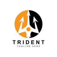 Tridente logo modello vettore icona design, arma della guerra di Dio, potenza della lancia dell'oceano