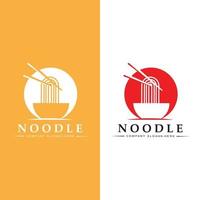 una collezione di ispirazione per il logo di noodle. modello di progettazione di cibo e ciotola cinese. illustrazione di concetto retrò vettore