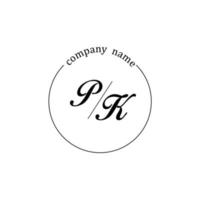 iniziale pk logo monogramma lettera minimalista vettore