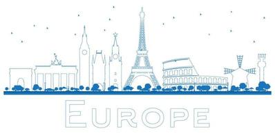 delineare monumenti famosi in Europa. vettore