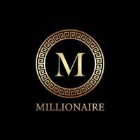 design del logo milionario, elemento del modello di design dell'icona, design lettet m vettore