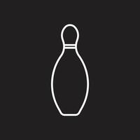 eps10 bianco vettore icona della linea di bowling pin isolata su sfondo nero. simbolo del birillo da bowling in uno stile moderno e alla moda semplice e piatto per il design del tuo sito Web, il logo, il pittogramma e l'applicazione mobile