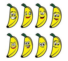 icona di vettore di raccolta di caratteri di banana del fumetto