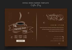 modello di banner su sfondo marrone con design caffè per la campagna del giorno del caffè vettore