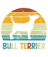 divertente bull terrier vintage retrò tramonto silhouette regali amante del cane proprietario del cane t-shirt essenziale vettore