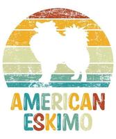 divertente americano eskimo vintage retrò tramonto silhouette regali amante del cane proprietario del cane t-shirt essenziale vettore