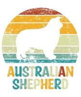 divertente pastore australiano vintage retrò tramonto silhouette regali amante del cane proprietario del cane t-shirt essenziale vettore