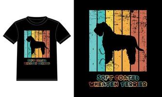 divertente con rivestimento morbido wheaten terrier vintage retrò tramonto silhouette regali amante del cane proprietario del cane t-shirt essenziale vettore