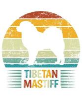 divertente mastino tibetano vintage retrò tramonto silhouette regali amante del cane proprietario del cane t-shirt essenziale vettore