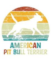 divertente american pit bull terrier vintage retrò tramonto silhouette regali amante del cane proprietario del cane t-shirt essenziale vettore