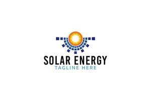logo dell'energia solare con una combinazione di sole e pannelli solari come icona. vettore