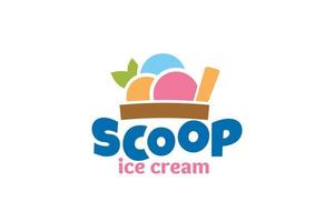 logo del gelato per qualsiasi attività commerciale, in particolare per gelateria, negozio, caffetteria, ecc. vettore