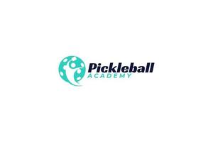 logo dell'accademia di pickleball per qualsiasi attività commerciale, in particolare per l'allenamento sportivo, la squadra, il club, la comunità, ecc. vettore