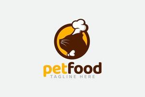logo per alimenti per animali domestici con un gatto come chef per qualsiasi attività, in particolare per negozio di alimenti per animali domestici, negozio di animali, negozio, clinica, ecc. vettore
