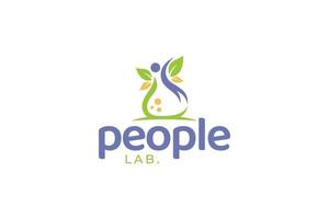 logo people lab con erlenmeyer combinato con elementi umani e floreali per qualsiasi attività commerciale. vettore