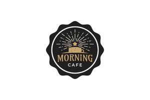 logo del caffè mattutino con una tazza di caffè e una stella nascente per qualsiasi attività commerciale, in particolare per bar, caffetterie, ristoranti, ecc. vettore