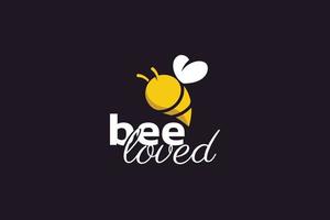 bee love logo con una combinazione di un'ape con un cuore come ali. vettore