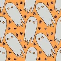 modello di halloween senza soluzione di continuità con il fantasma. sfondo vettoriale con icone di fantasmi di halloween doodle