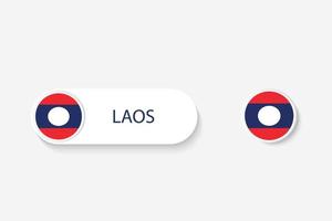 bandiera del pulsante del laos nell'illustrazione di forma ovale con la parola del laos. e pulsante bandiera laos. vettore