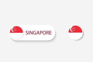bandiera pulsante singapore nell'illustrazione di forma ovale con la parola di singapore. e pulsante bandiera singapore. vettore