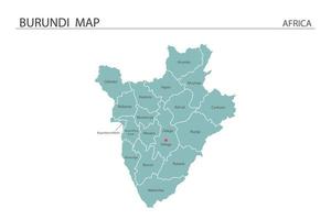 burundi mappa illustrazione vettoriale su sfondo bianco. la mappa ha tutta la provincia e segna la capitale del burundi.