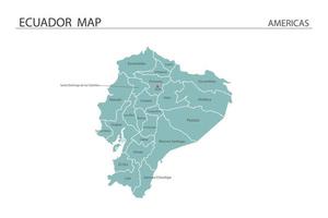 vettore mappa ecuador su sfondo bianco. la mappa ha tutta la provincia e segna la capitale dell'ecuador.