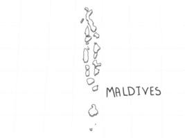 disegnato a mano della mappa 3d delle maldive su sfondo bianco. vettore