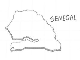 disegnato a mano della mappa 3d del senegal su sfondo bianco. vettore