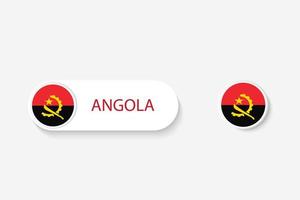 bandiera del pulsante dell'angola nell'illustrazione di forma ovale con la parola dell'angola. e pulsante bandiera angola. vettore