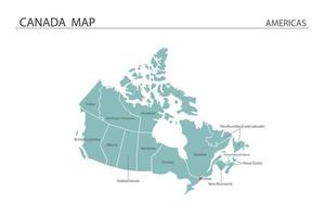 Canada mappa vettoriale su sfondo bianco. la mappa ha tutte le province e segna la capitale del Canada.